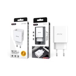ADAPTADOR CARGADOR MTK AT986 BL SIN CABLE 1 PUERTOS USB QC3.0 18W BLANCO ADAPTADOR CARGADOR MTK AT986 BL SIN CABLE 1 PUERTOS USB QC3.0 18W BLANCO